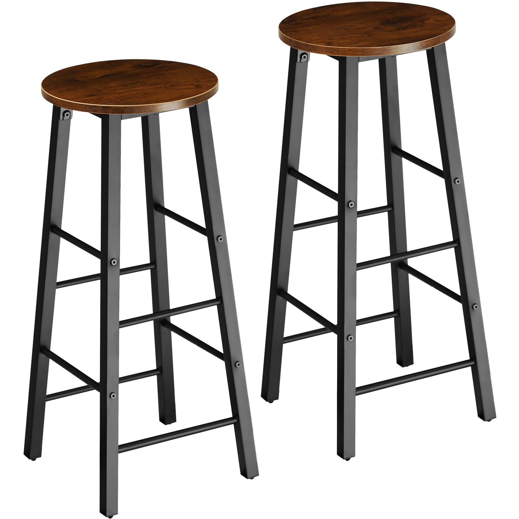 tectake® 2er Set Barhocker, Industrial Style, mit höhenverstellbaren Kunststofffüßen, Sitzhöhe 72,5 cm