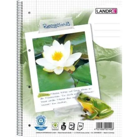 Landré Collegeblock A4 Recycling Kariert, mit Rand, 80 Blatt