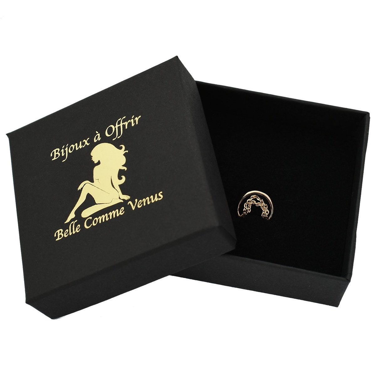 Clip d'oreille earcuff 2 chainettes pendantes Plaqué OR 750 3 microns