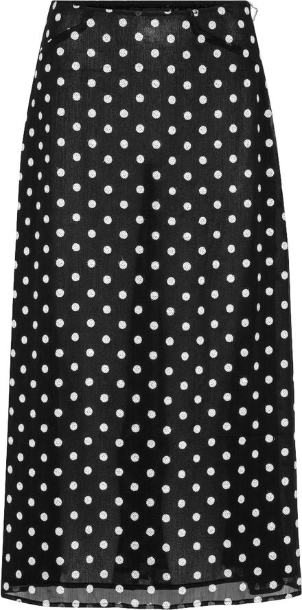 ROTATE Birger Christensen Chiffon Midi Skirt 1000 black comb.