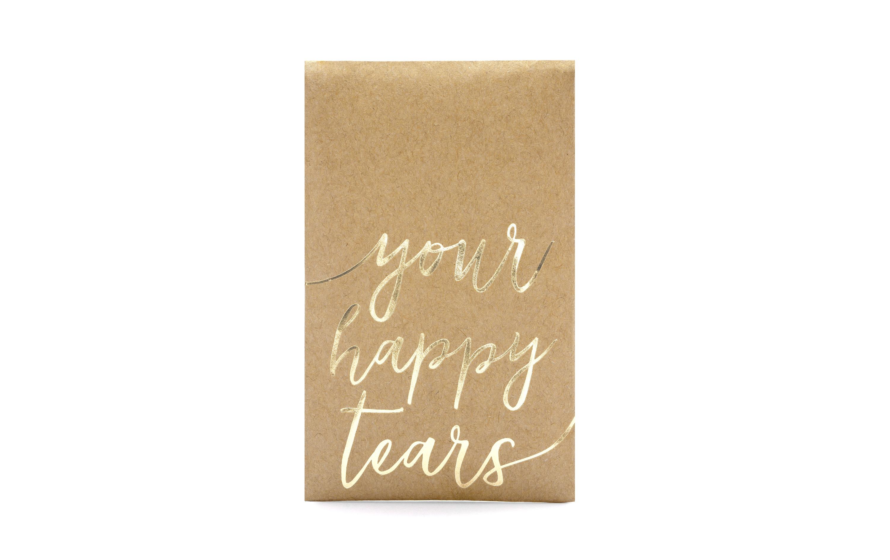 Hochzeitsaccessoire Your happy tears 7.5 x 12 cm, BraunPapiertaschentuch für die Freudetränen während den emotionalen Momenten der Hochzeit