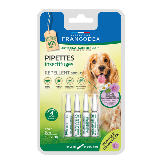 Pipettes insectifuges pour chien de 10-20 kg x4