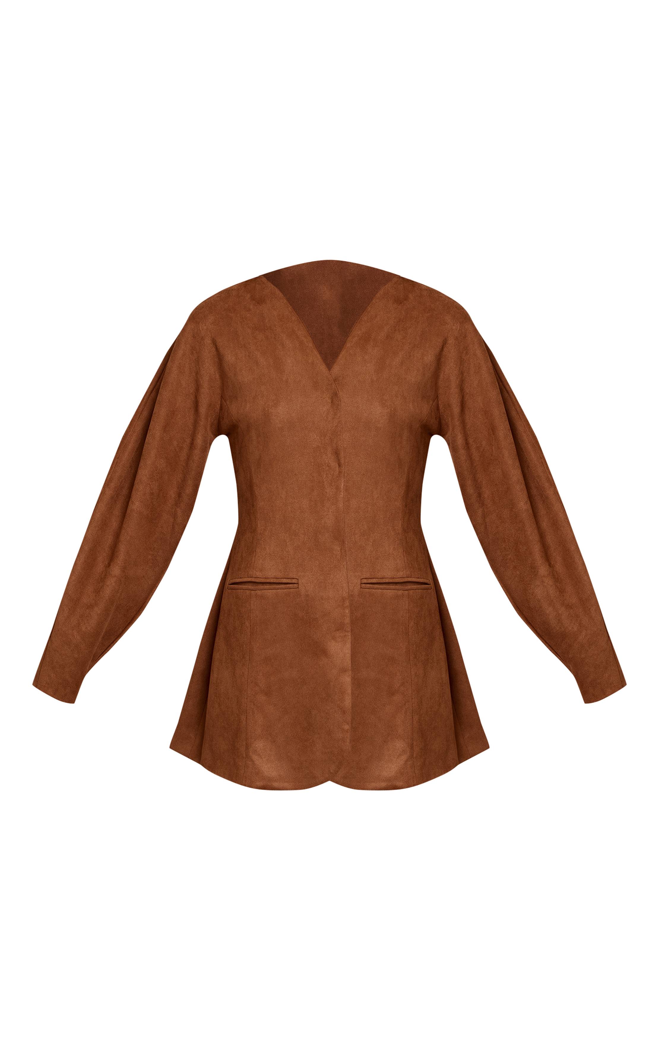 Marron Robe Blazer À Manches Cocon En Synthétique
