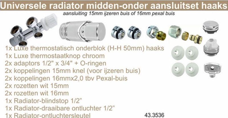 Wiesbaden - Haaks Onderblok - Chroom - Voor Midden Aansluiting