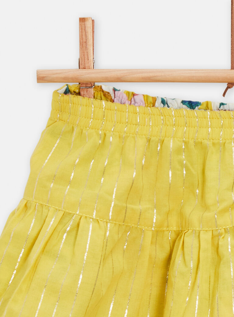 Jupe réversible imprimée fleuri et jaune pour fille