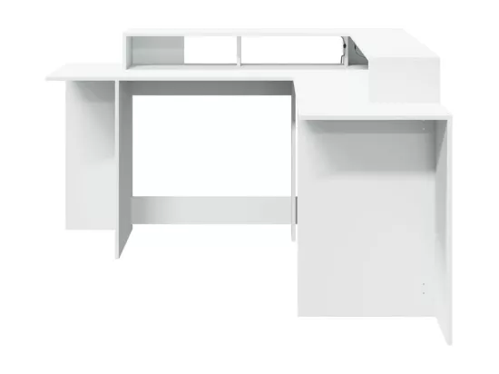 Bureau avec lumières LED blanc 152x152x91 cm bois d'ingénierie