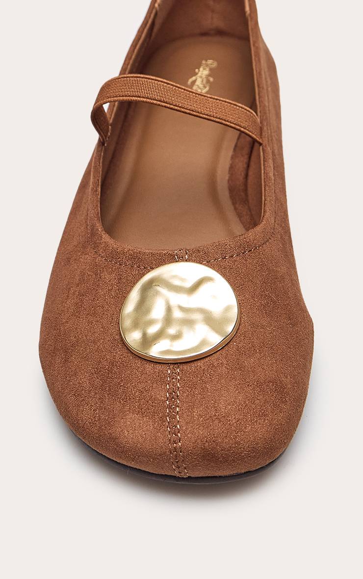 Chocolat Ballerine En Synthétique Chocolat Ornée De Détails Dorés