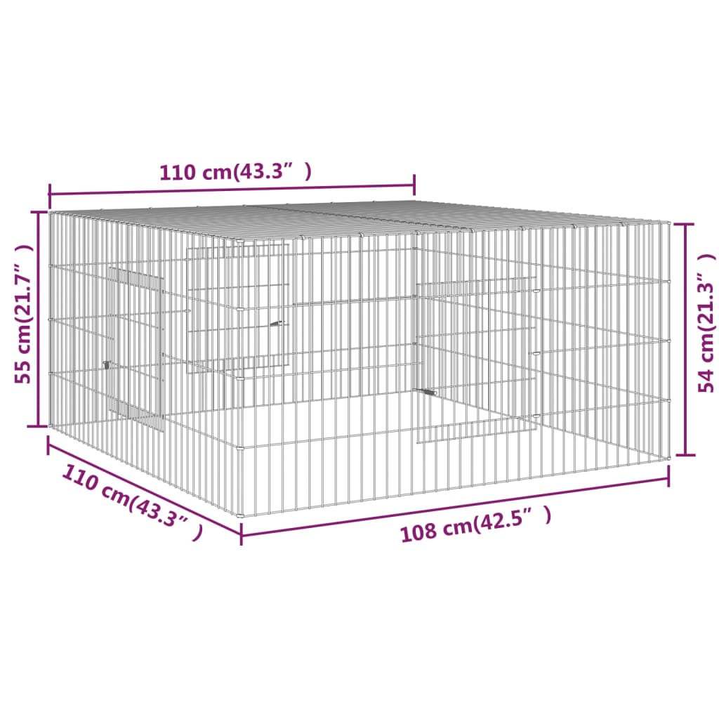 Cage à lapin 110x110x55 cm fer galvanisé