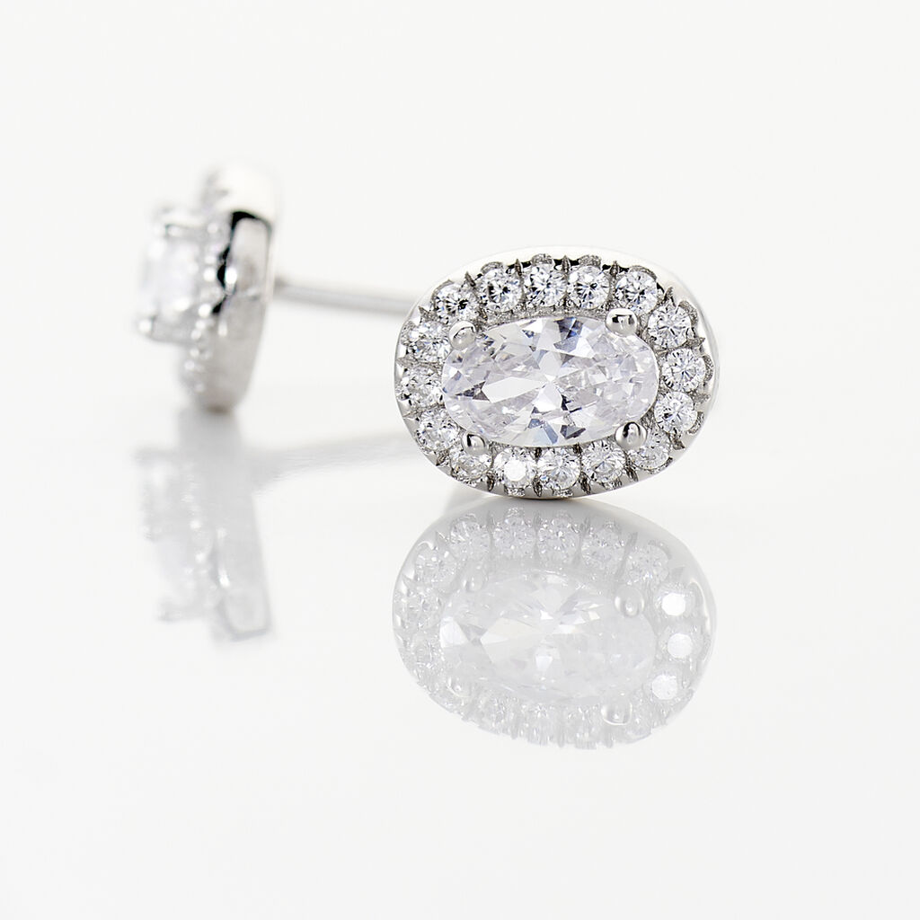Boucles D'oreilles Puces Albertina Argent Blanc Oxyde De Zirconium