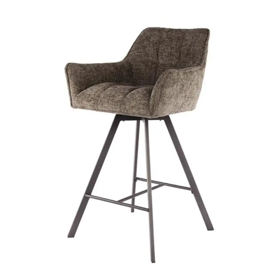 Hoyz Collection - Barstoel Raster Draaibaar - 2 Stuks - Rich Taupe