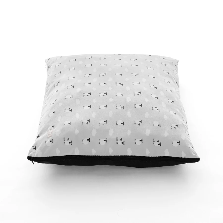 Cama Leeby Grey para cachorros com capa removível de ovelha.