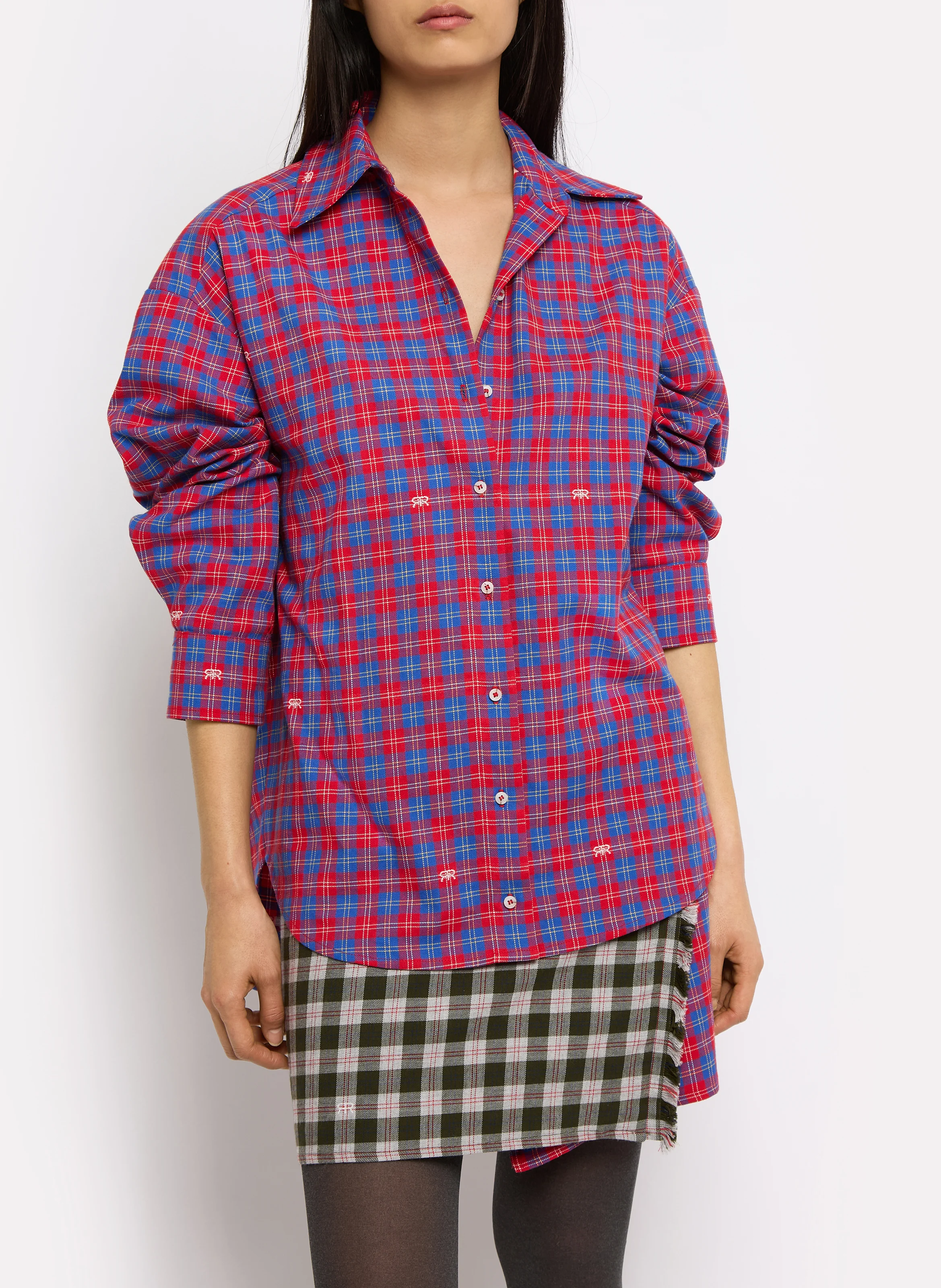 AGAIN - Chemise oversize col classique en coton | Rouge