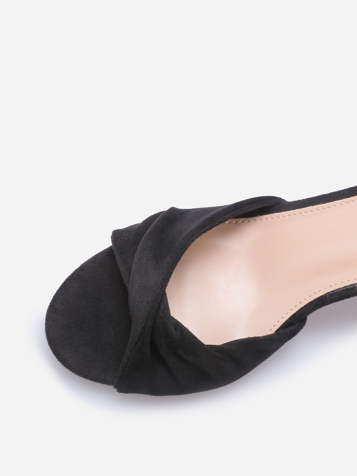 Sandales en suédine à bride effet nouée- Noir