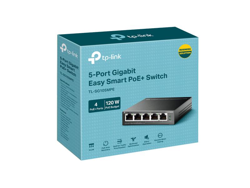 TP-Link PoE  Switch TL-SG105MPE 5 Port 5-Port Gigabit Easy Smart Switch mit 4-Port PoE