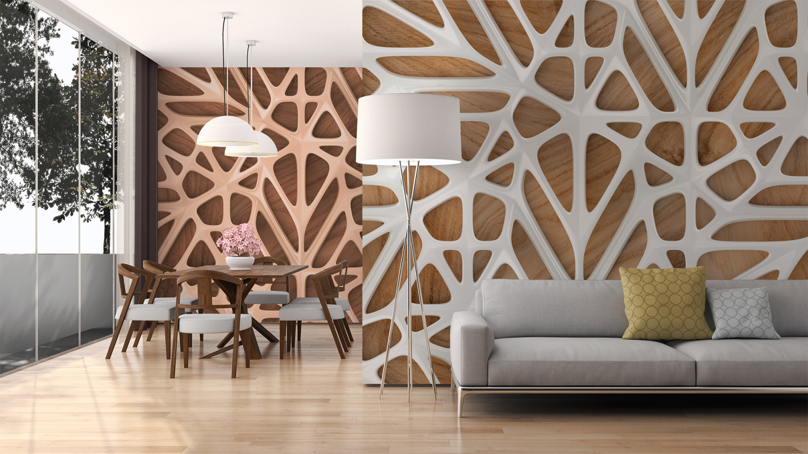 Fototapete DESIGNWALLS - weiß-braun - 3D-Art - 2,55 Meter