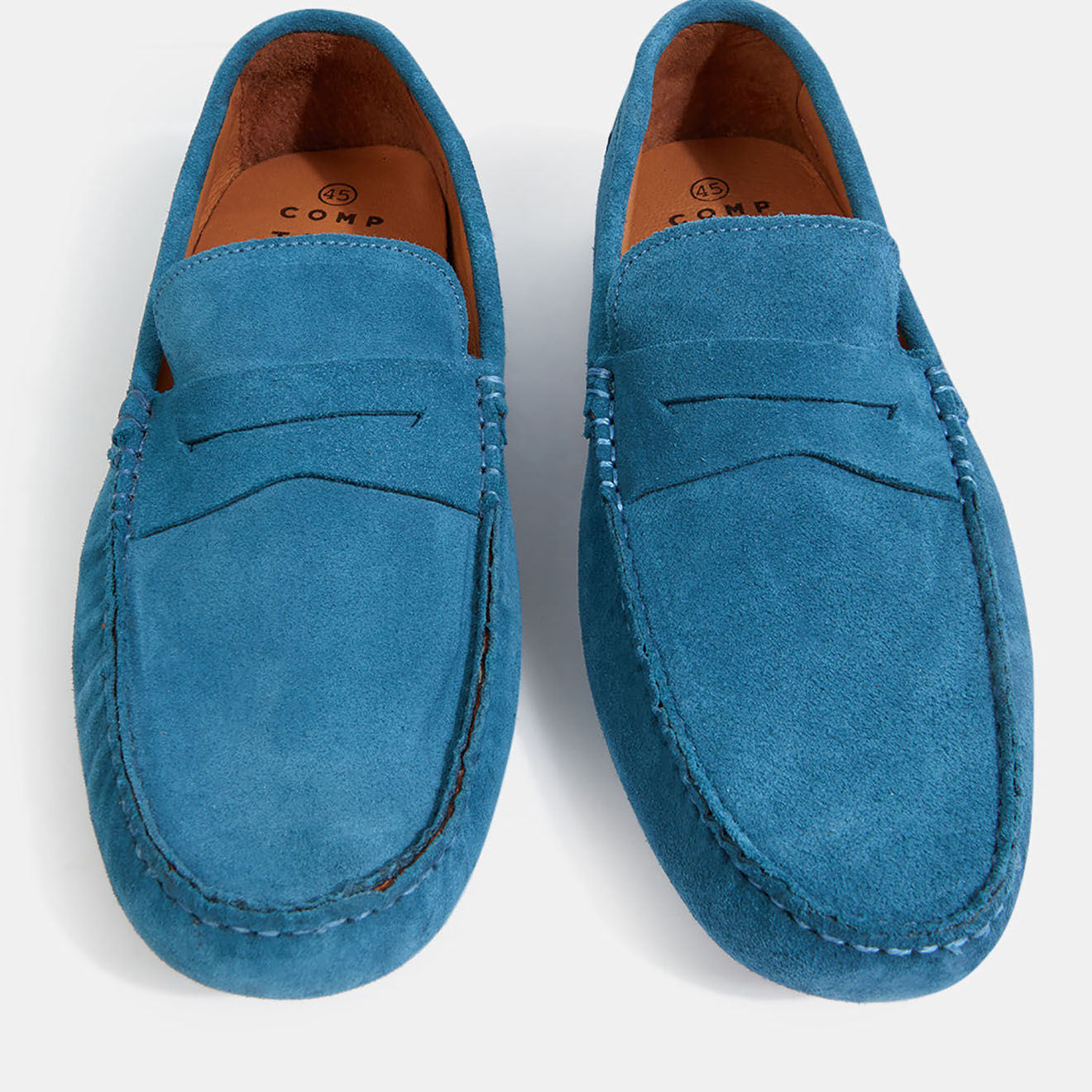 Comptoir GL Mocassins en Velours de Cuir Diego bleus