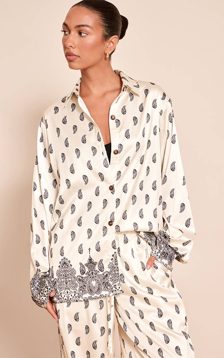 Crème Chemise Oversize À Imprimé Cachemire