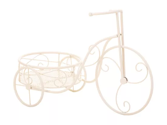Vélo pour 1 pot de fleurs en fer forgé blanc 55x25x32h cm