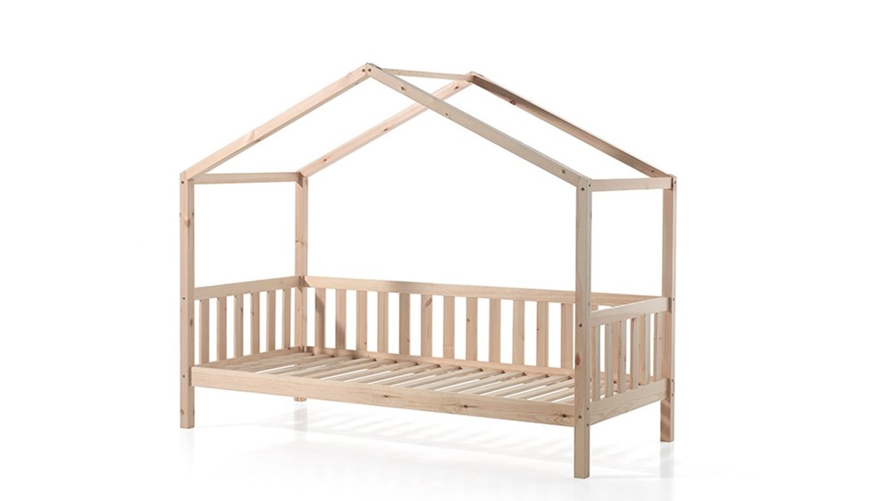 Bedbank Dallas als huis met slaaplade naturel