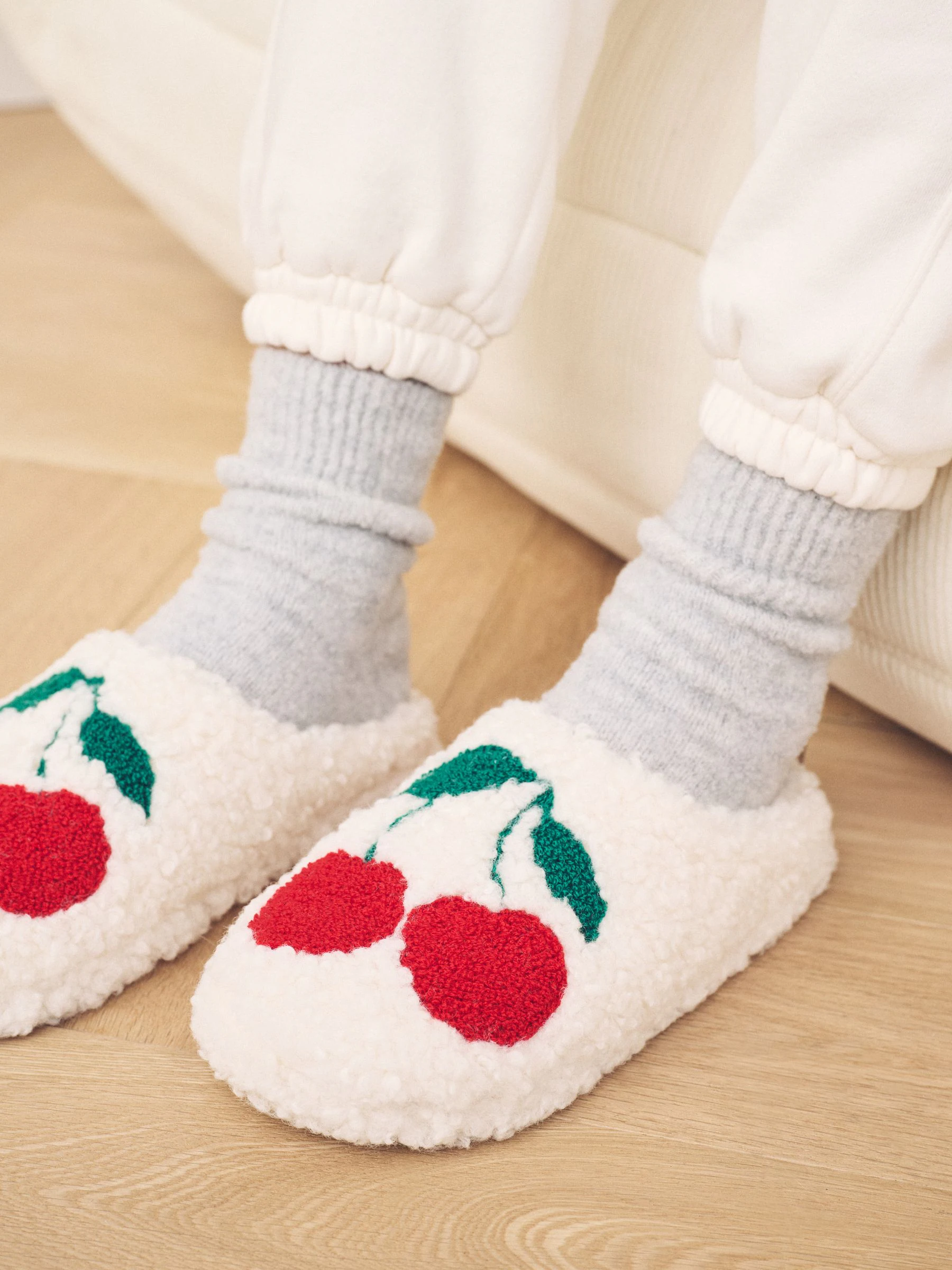 Ecru kersenrode - Borg Graphic Mule Slippers