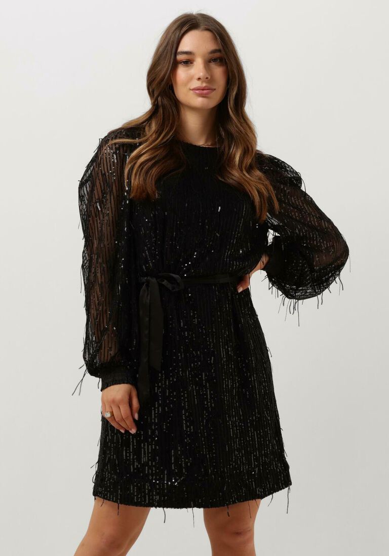 SUMMUM zwarte summum mini jurk dress fringe sequins