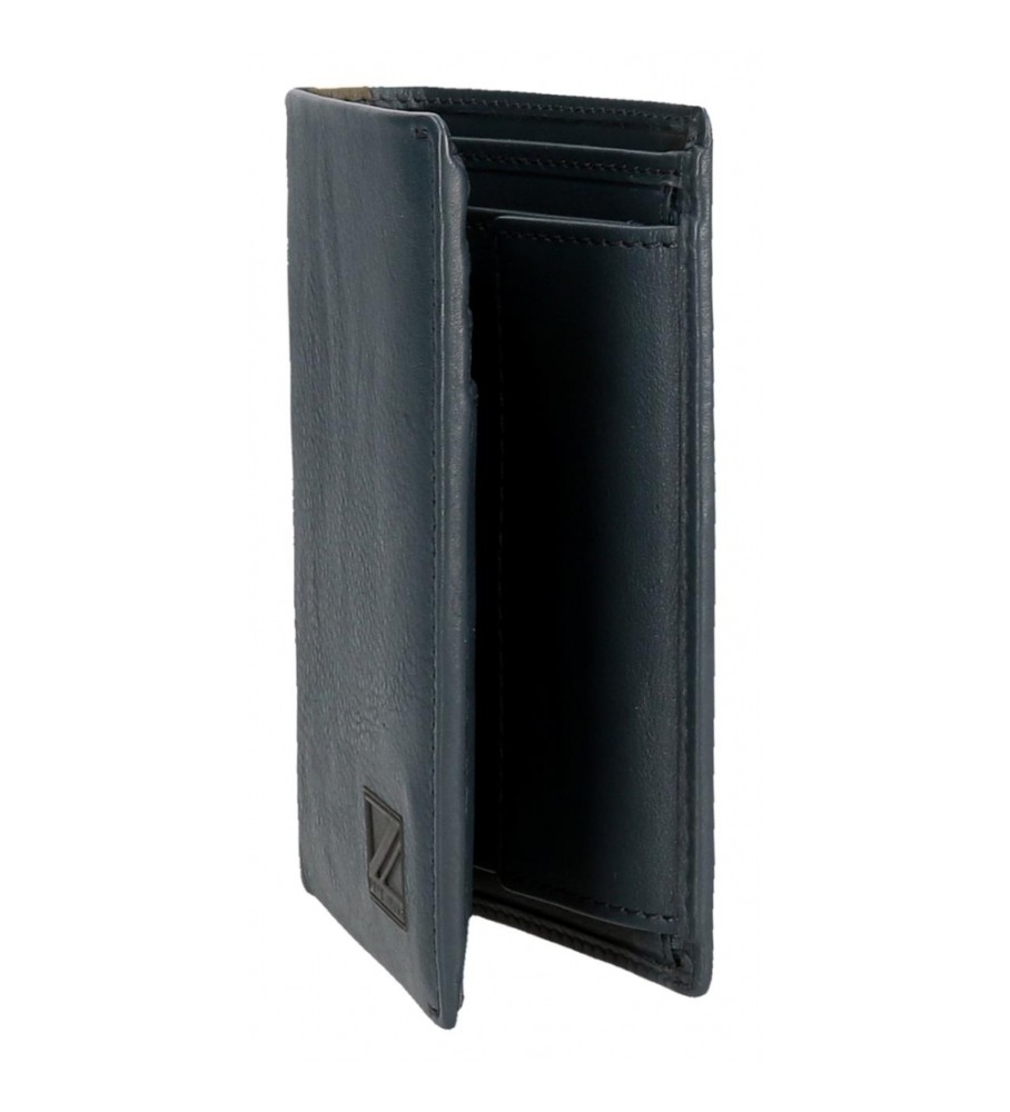Carteira vertical Pepe Jeans Marshal em couro com porta-moedas azul marinho