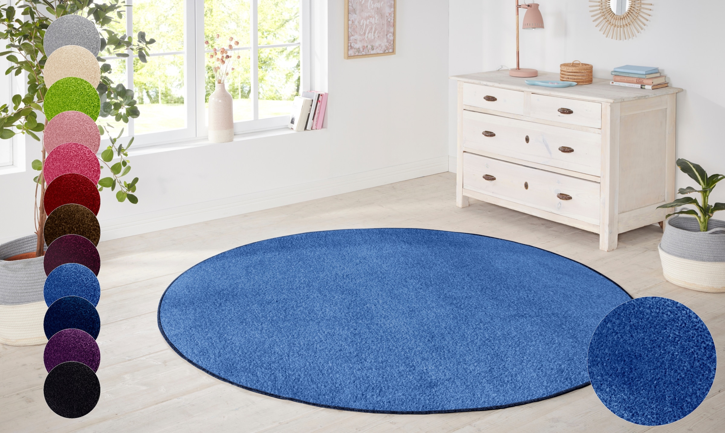 HANSE Home Teppich »Shashi« rund 8,5 mm Höhe Kurzflor, Unifarben, Teppich, Weich, Esszimmer, Kinderzimmer, Flur