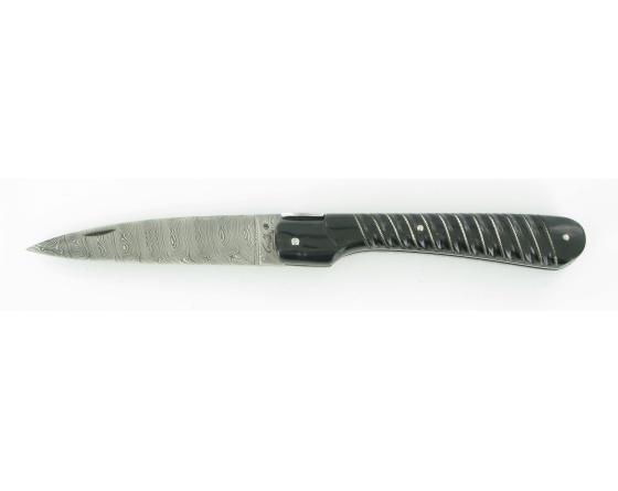 Vendetta Damas Corde Corne Noire Tresse Argent Couteau de Poche - Vendetta par Fontenille Pataud
