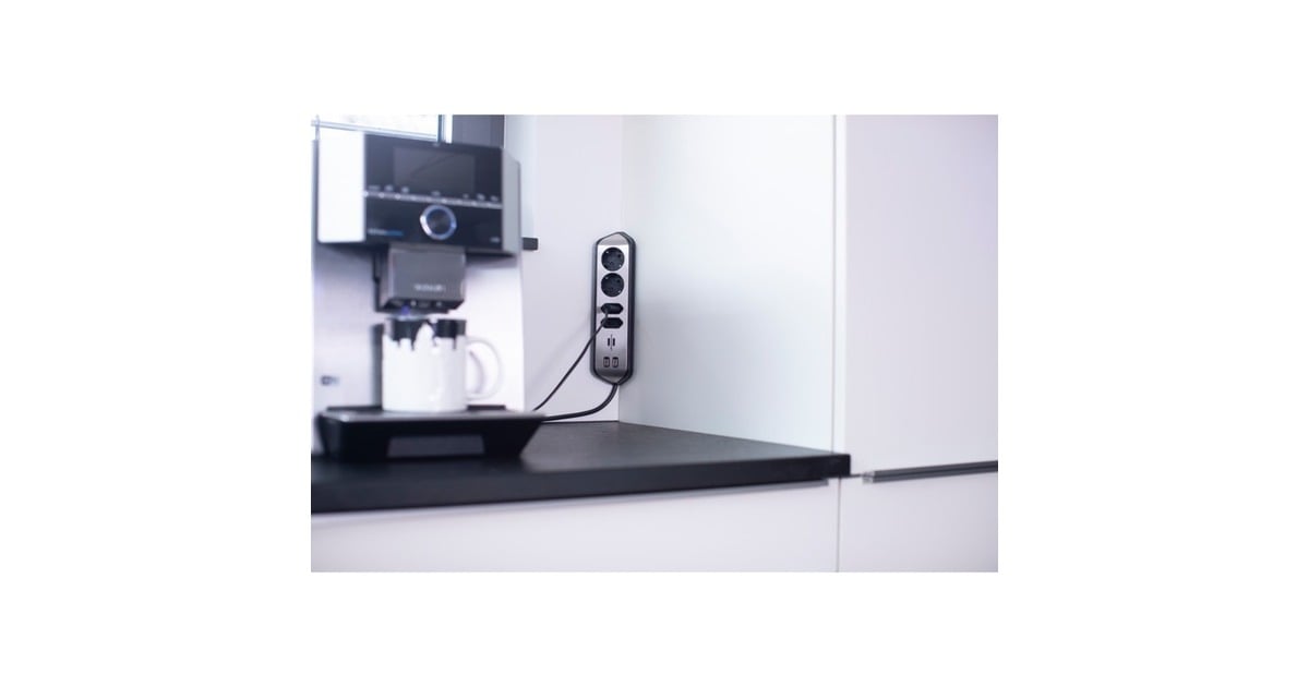 BrennenstuhlEstilo Hoekstekkerdoos 4-voudig stekkerdoos  (Zwart/roestvrij staal, 2x USB)