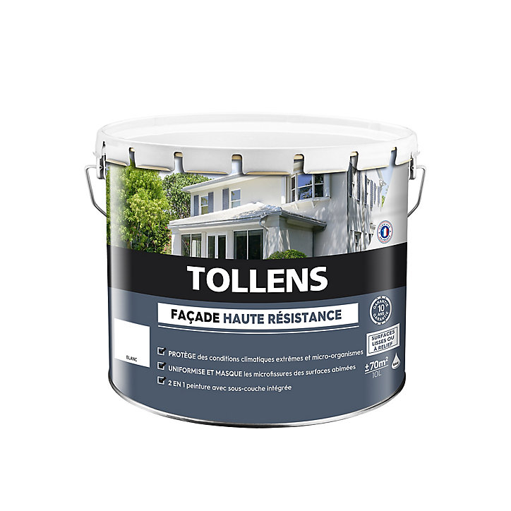 Peinture extérieure façade Tollens haute résistance blanc 10L