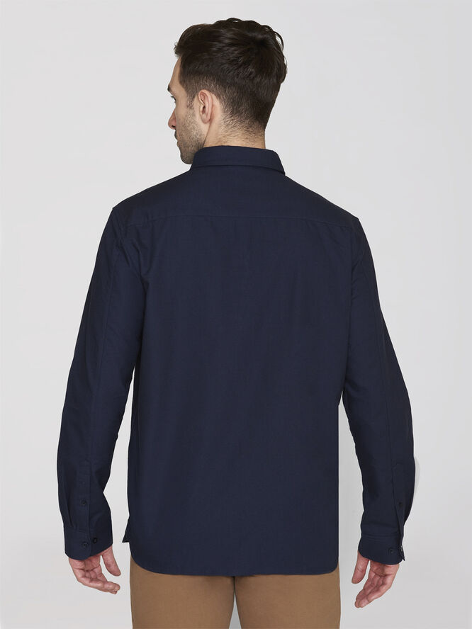 Knowledge Cotton Apparel Harald Small owl oxford regular fit shirt - GOTS/Vegan Blå