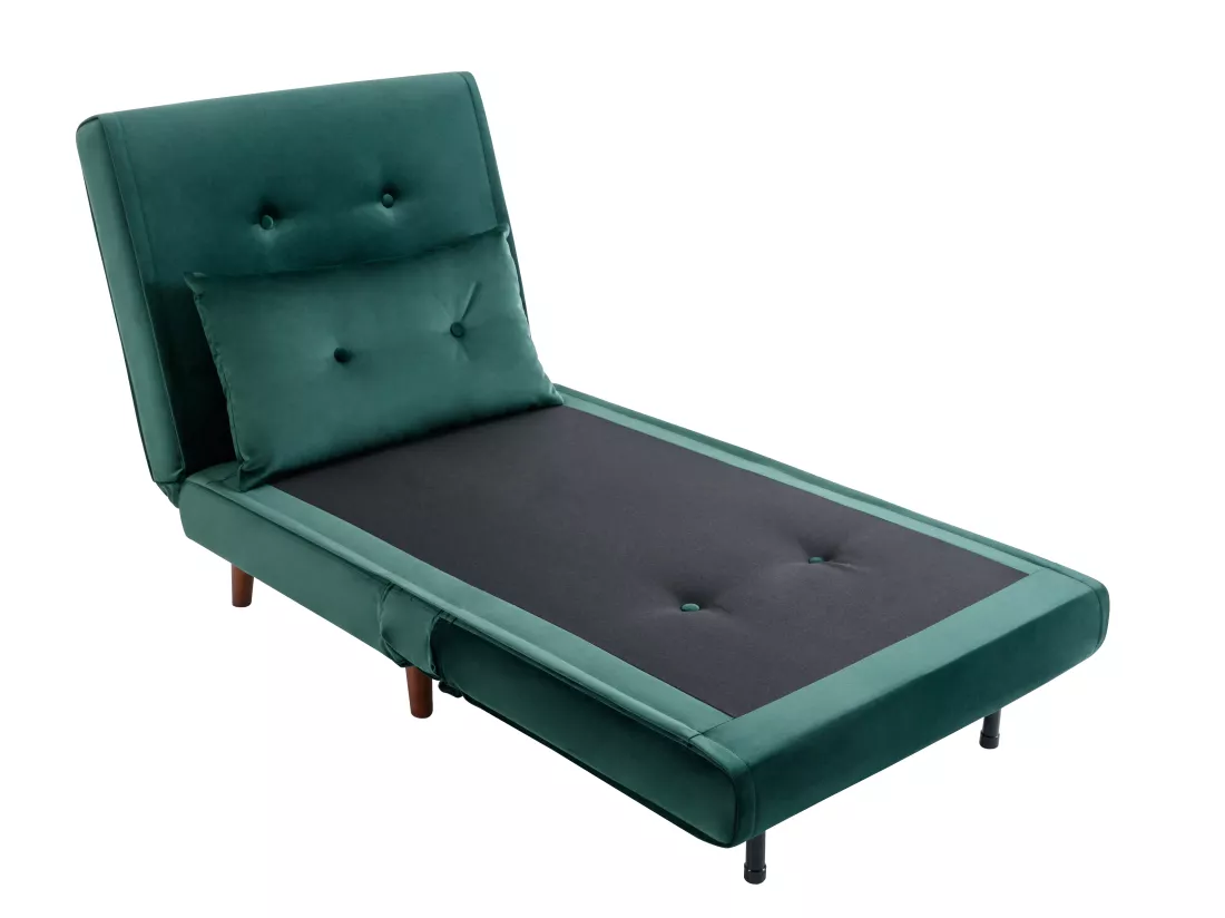 Fauteuil convertible en velours vert sapin URIBIA