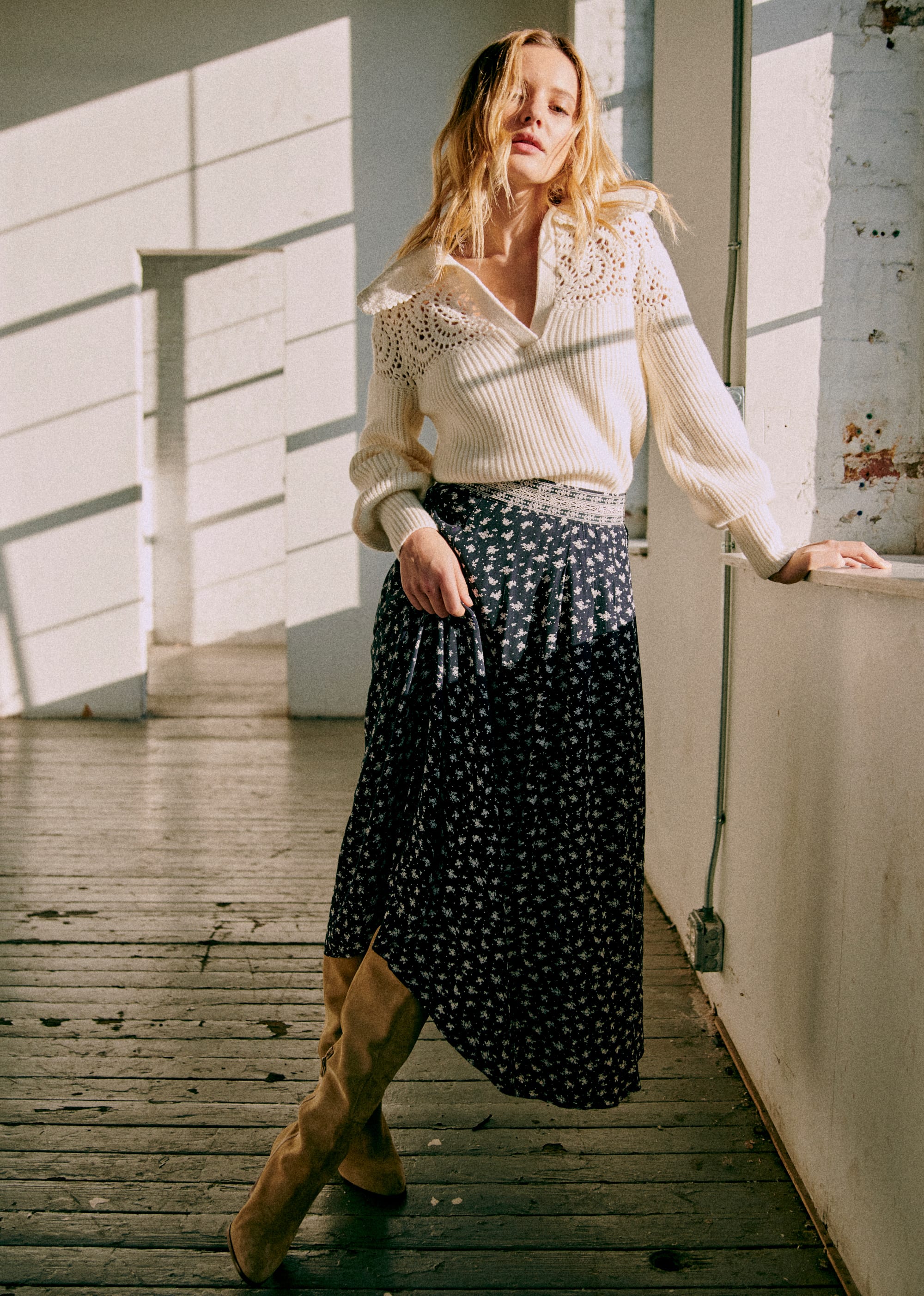 Jupe Alicia - Sézane x Sea NY - Imprimé Small Flower Navy - E-SHOP/JUPES & SHORTS 5905638