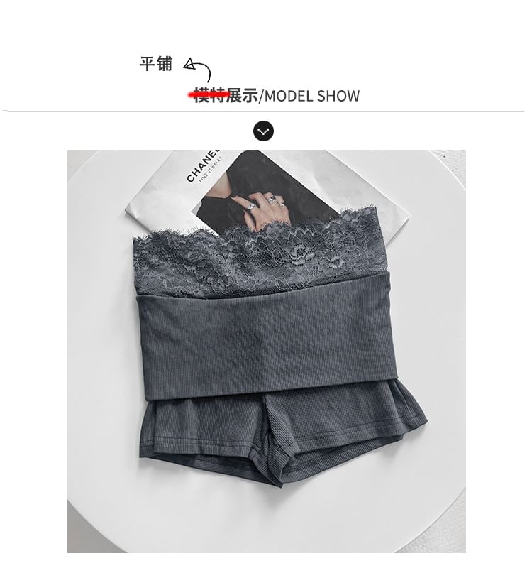 Shira - Katoenen shorts met kantpaneel en hoge taille in 6 kleuren