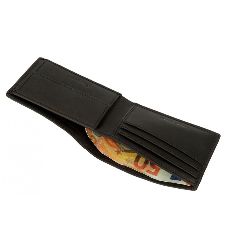 Carteira Pepe Jeans Checkbox em couro preto