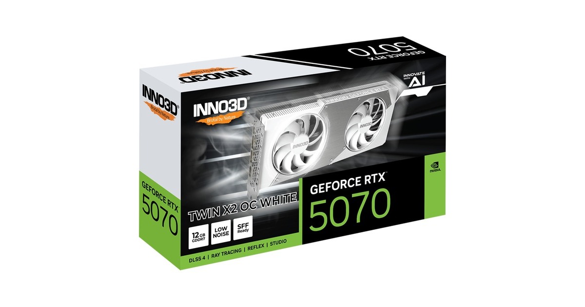 INNO3DGeForce RTX 5070 TWIN X2 OC WHITE grafische kaart  (Wit, DLSS 4, 3x DisplayPort, 1x HDMI 2.1)