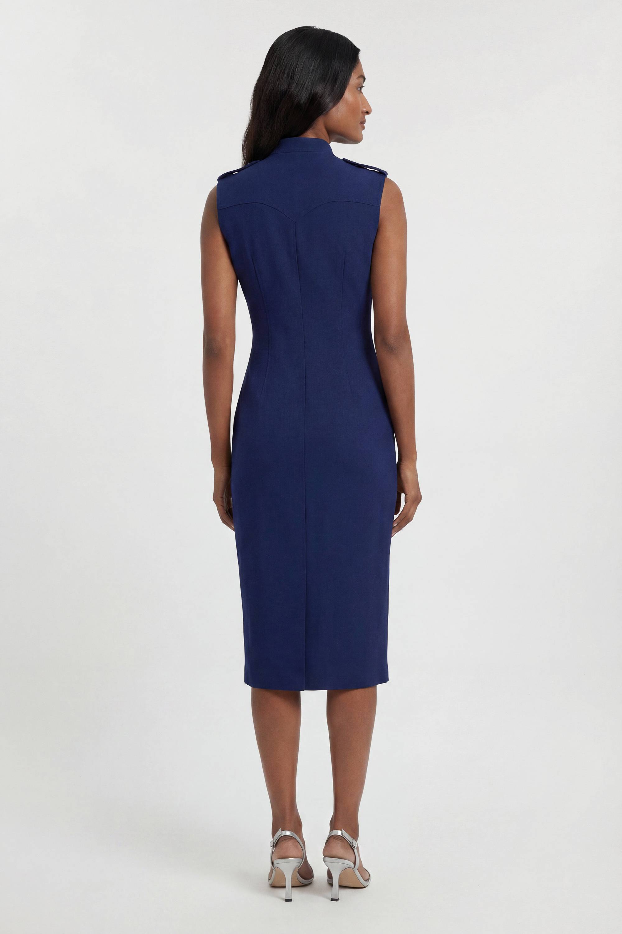 KarenMillen Robe Crayon Droite Compacte Stretch À Détails Boutons