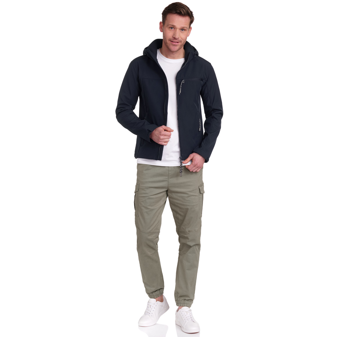 VanVaan Denim Herren Softshell-Jacke mit Kapuze dunkelblau