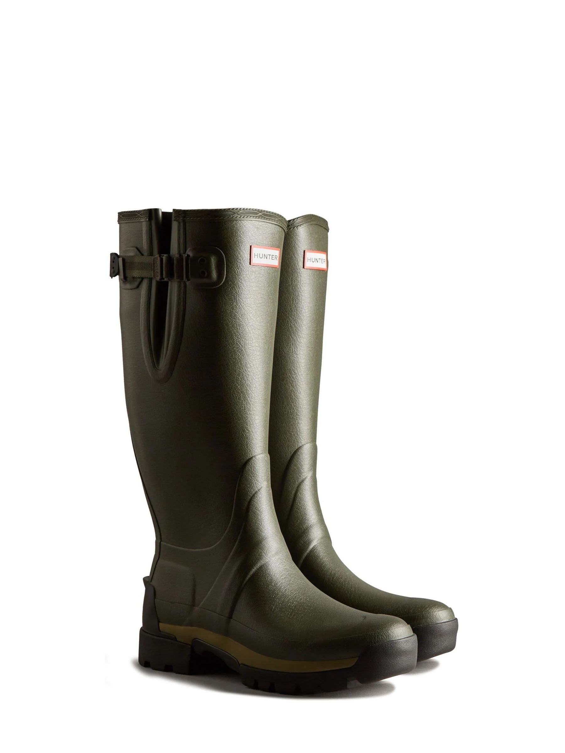 Hunter Mens Green Balmoral Tall Side Adjustable Neoprene Lined Techsole Wellies