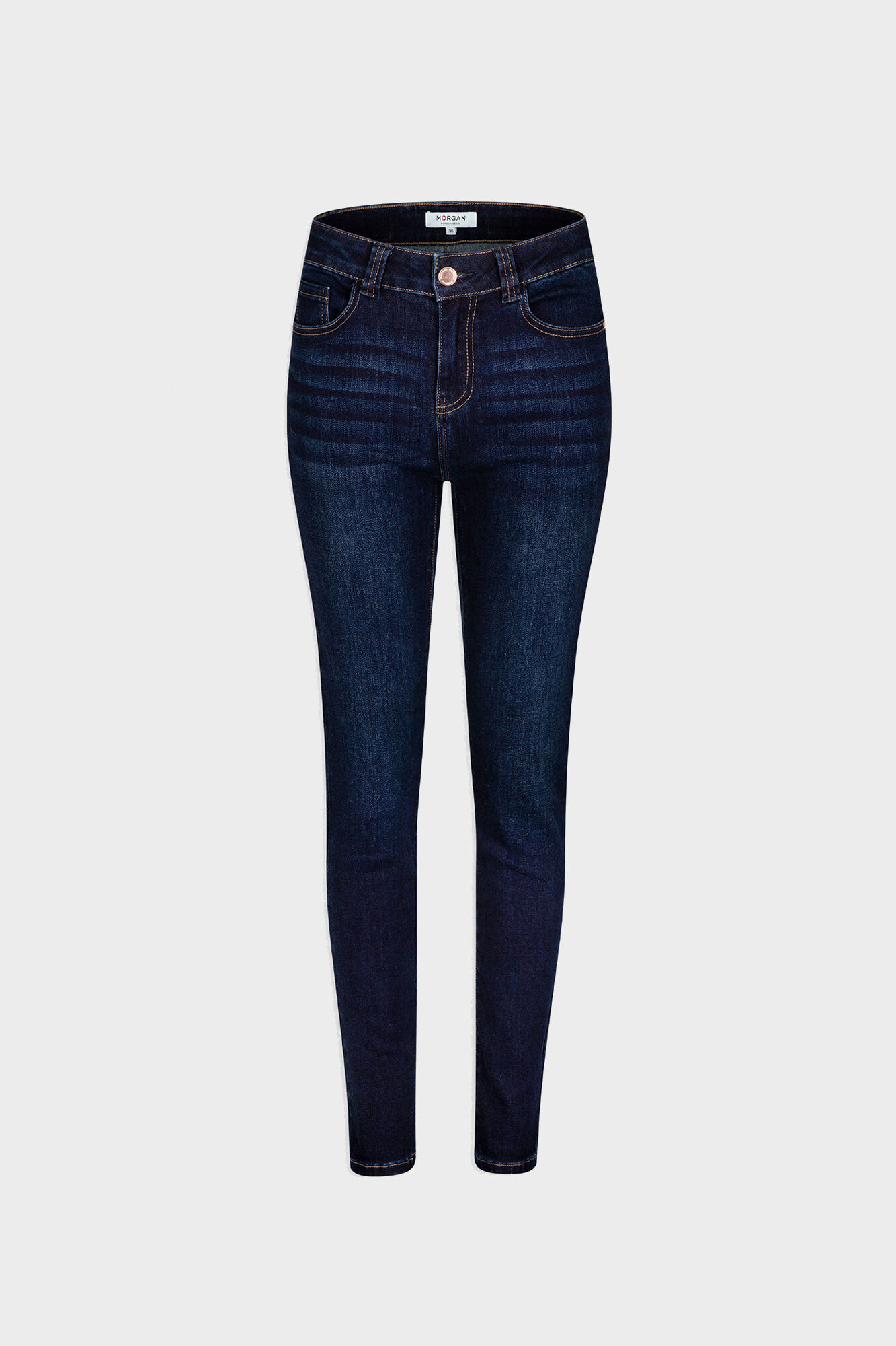 Calça jeans skinny de cintura alta - Azul marinho