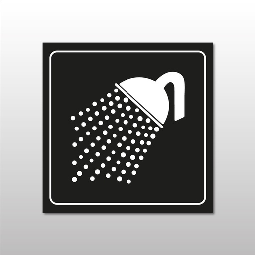 Plaque de signalétique carrée - Pictogramme Douche - Gravoply