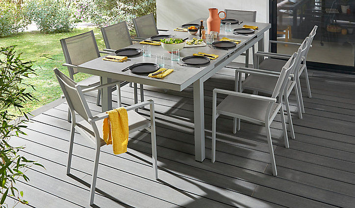 Fauteuil de jardin GoodHome Barbana en aluminium - Coloris gris - Hauteur 86 cm