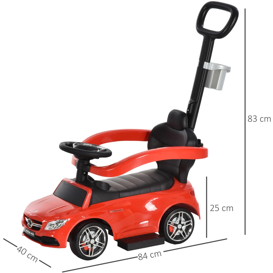 HOMCOM Rutschauto mit Schub- und Haltestange rot