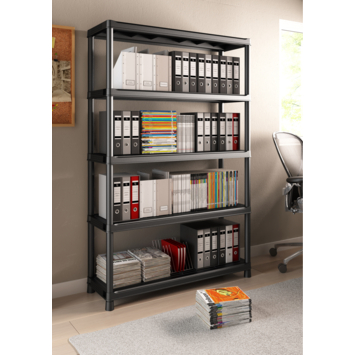 Keter Plus kunststof stellingkast 120/5 - 5 Planken - 120x40x187cm - Zwart
