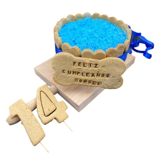 Bolo para cães com sabor de maçã azul