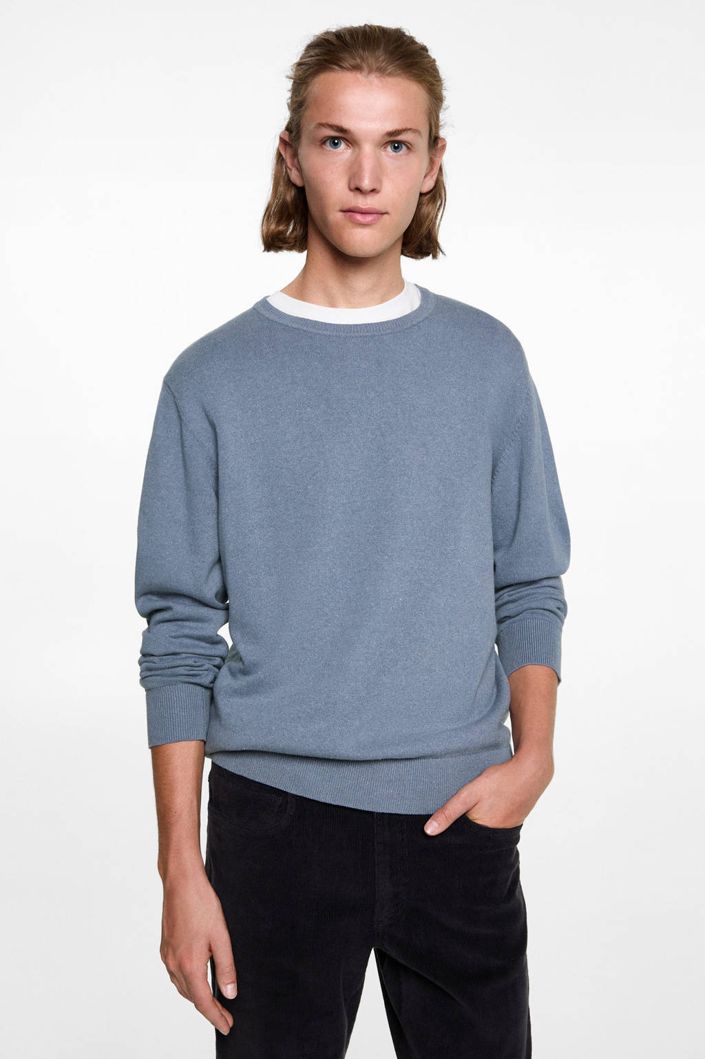 MANGO TEEN pullover blauw fijn gebreid