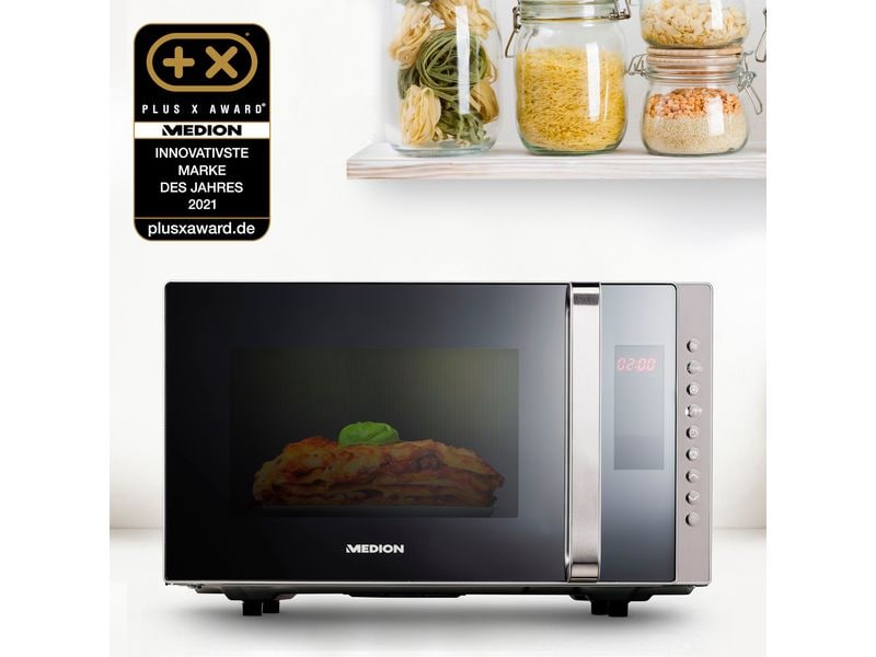 Medion Mikrowelle mit Grill MD 17495 Grau Kombination aus Mikrowelle, Grill und Ofen