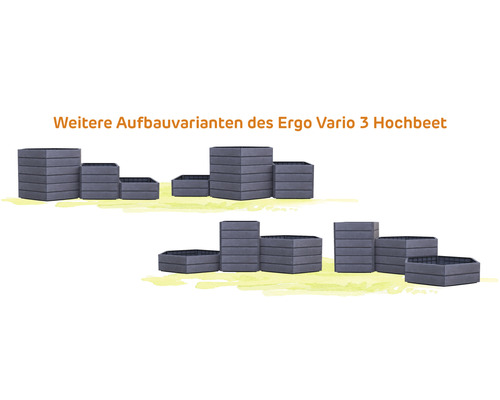 Klassieke verhoogde tuinbak GARANTIA ERGO Vario 3 incl. Flora waterbesparend systeem 110 x 175 x 75 cm hout