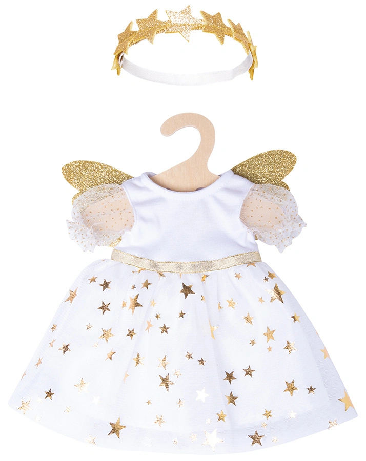 Puppen-Kleid SCHUTZENGEL (28-35 cm) mit Sternen-Haarband