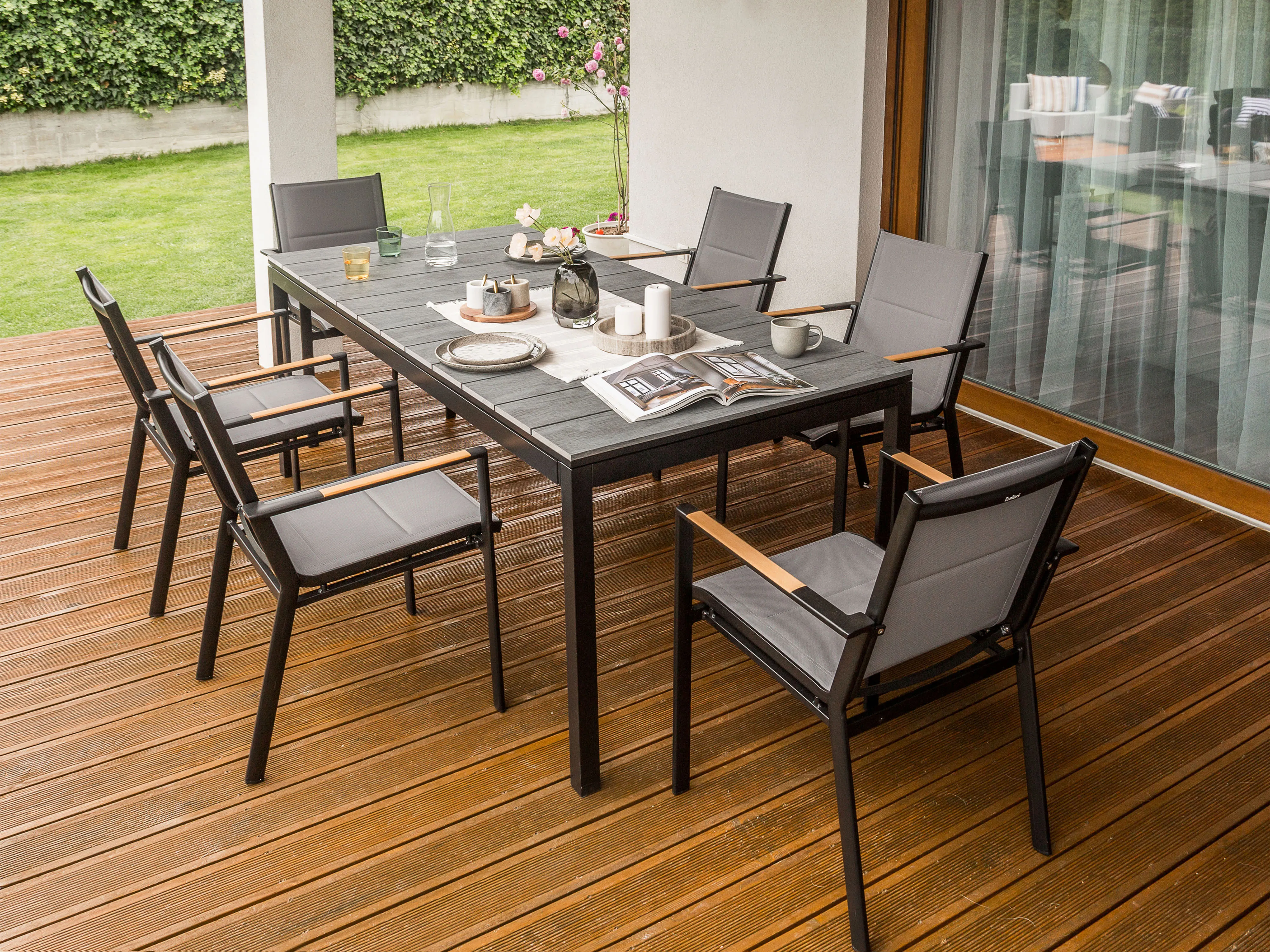 Uitschuifbare tuintafel TOFANE 198/248 cm 90 cm Grijs